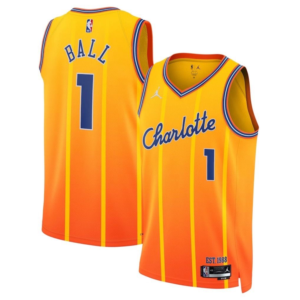 Men Charlotte Hornets #1 Ball Orange City Edition Season 2026 NBA Jersey->cleveland cavaliers->NBA Jersey